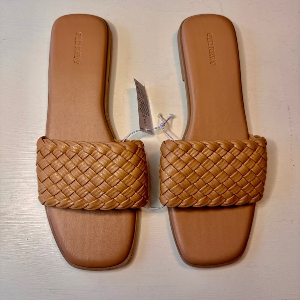 Old Navy Low Heel Woven  Braided Adobe Tan Braided Slide Sandals Size 10